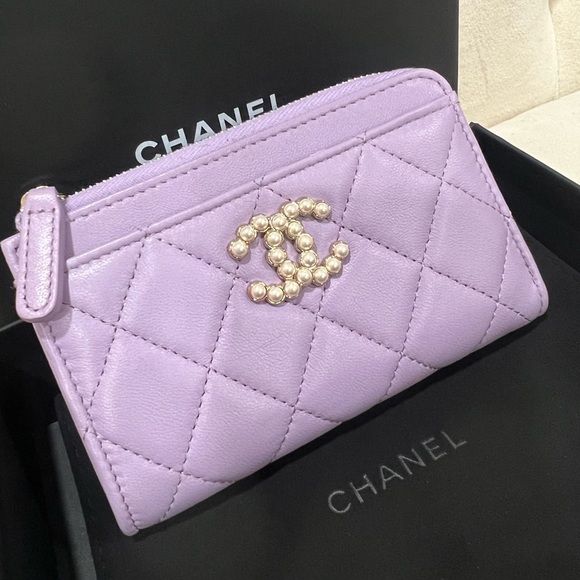CHANEL Handbags - Chanel Lavender Pearl CC Zippy Wallet/ Cardholder